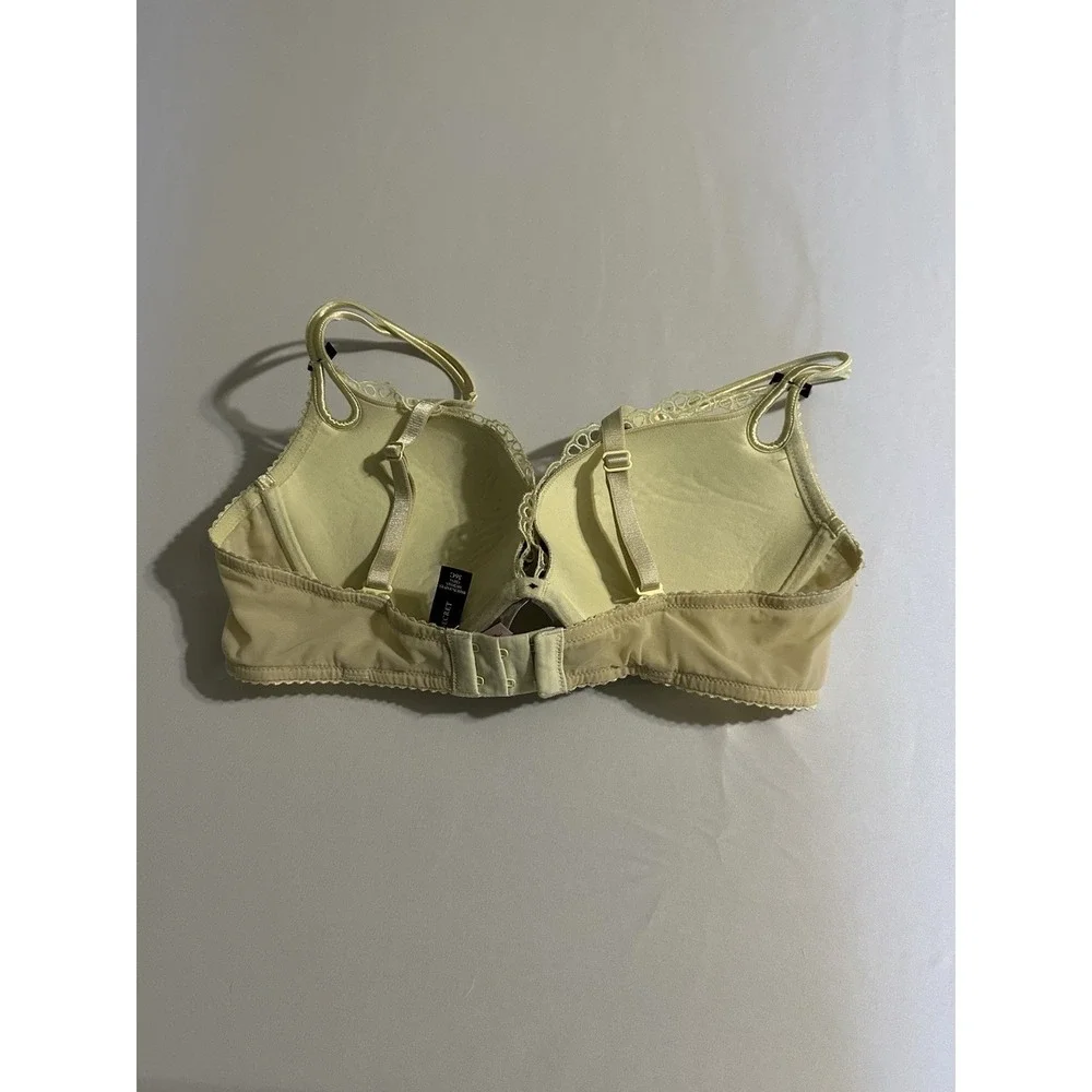 Victoria's Secret Sexy Little Things Bra 36C Yellow Lace Underwire Padded Demi